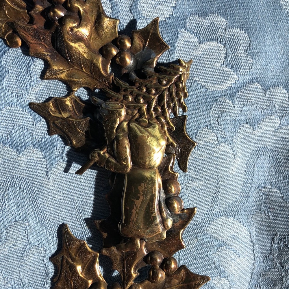 Vtg 3d mixed metal brass Christmas wreath - Picture 4 of 8